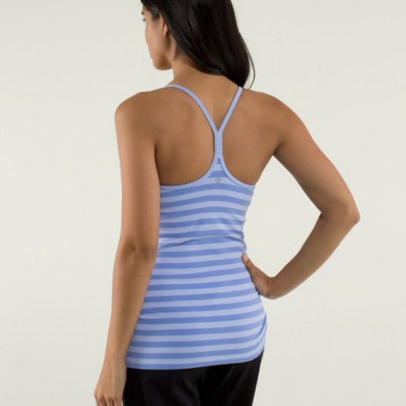 lululemon athletica Tops - Lululemon Power Y Tank Blue Stripe Size 6